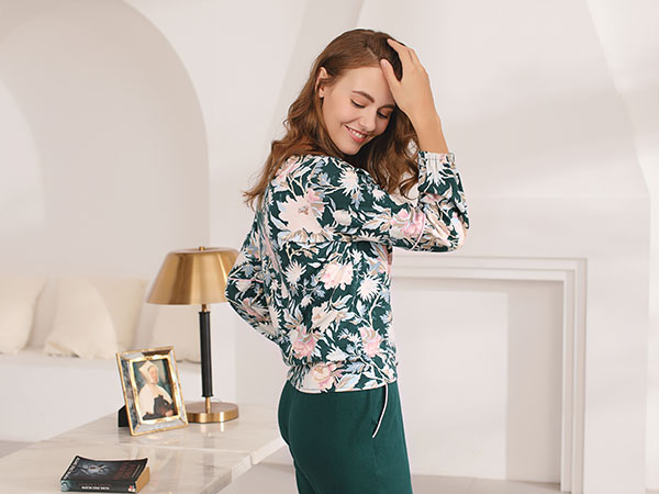 繁花翡翠系列秋冬家居服套装CJ863C展示