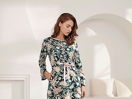 女式印花秋冬家居服睡裙