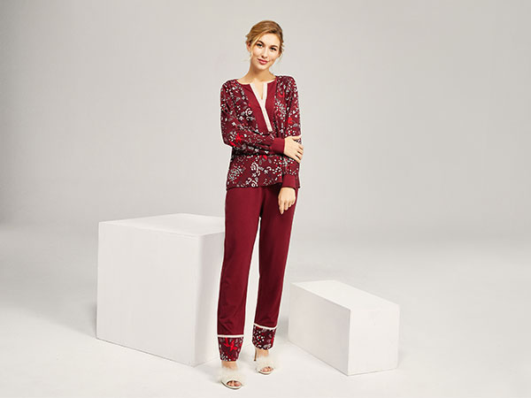 女式印花秋冬家居服套装