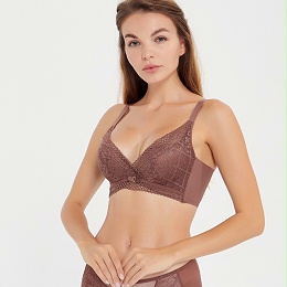 暮色系列云感棉记忆钢圈性感蕾丝文胸套装CB21008B+CB21008K