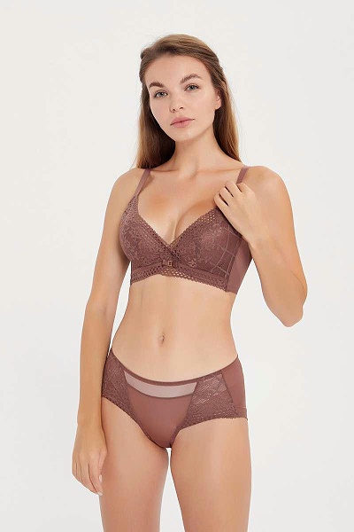 暮色系列云感棉记忆钢圈性感蕾丝文胸套装CB21008B+CB21008K