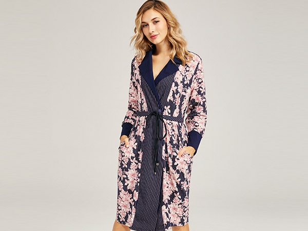 女士秋冬印花睡袍