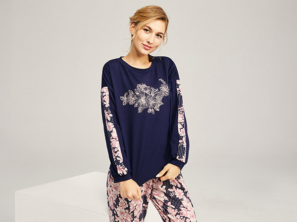 女士秋冬印花长袖家居服