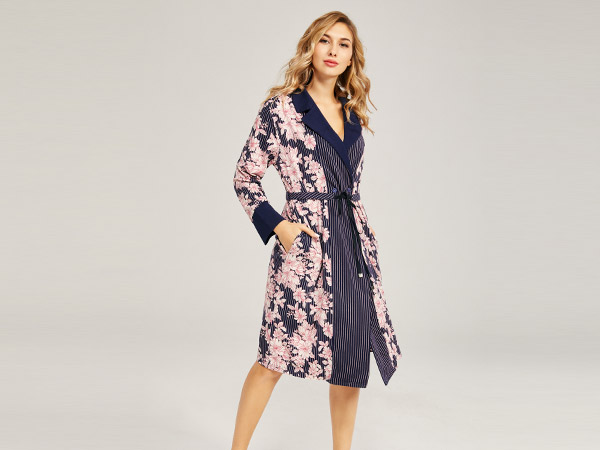 女士秋冬印花睡袍